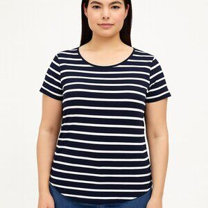 Calvin Klein Black and White Striped Short Sleeve T-Shirt Size Small